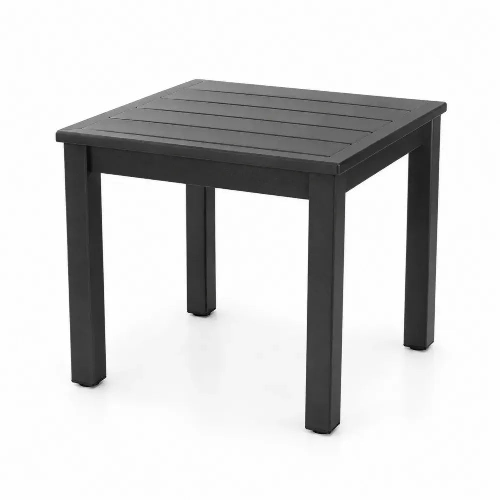 Quadratischer Gartentisch aus Polypropylen mit Lamellenplatte Schwarz 70 x 70 x 74 cm