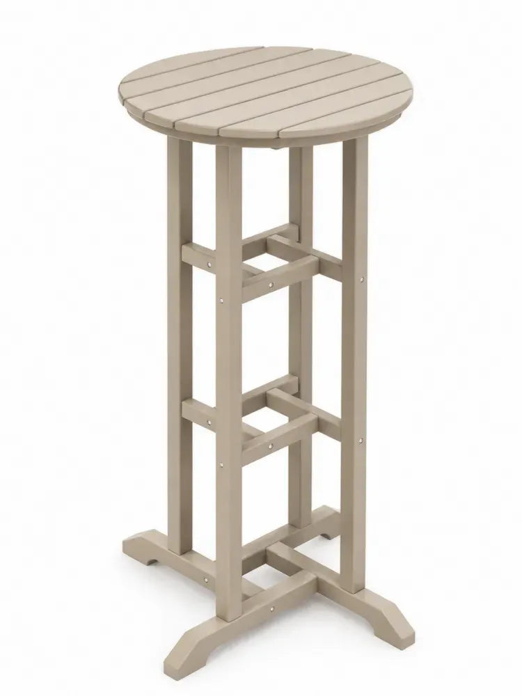 Runder Garten Stehtisch Polypropylen Lamellenplatte Taupe 60 x 60 x 105 cm