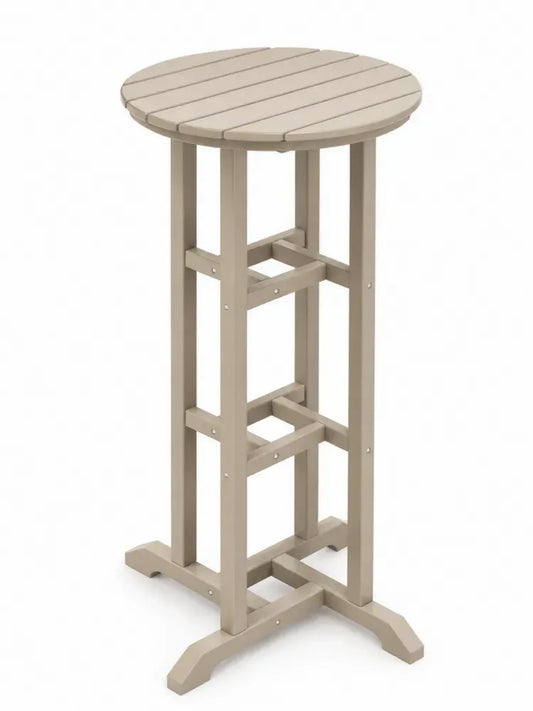 Runder Garten Stehtisch Polypropylen Lamellenplatte Taupe 60 x 60 x 105 cm