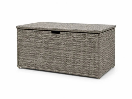 Aufbewahrungsbox Gartenbox mit Deckel 120 x 55 x 60 cm PE-Rattan Stahlrahmen rechteckig Grau
